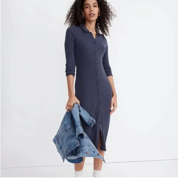 Madewell Button-Front Midi Shirtdress